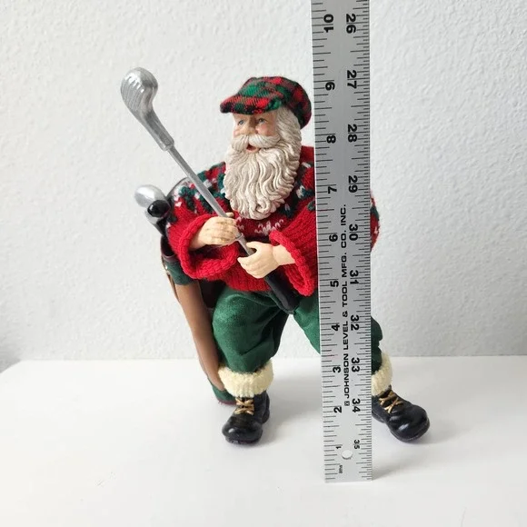 Vintage Terrys Village Christmas Golfing Santa With Golf Bag And Clubs 9in Tall - Picture 10 of 11